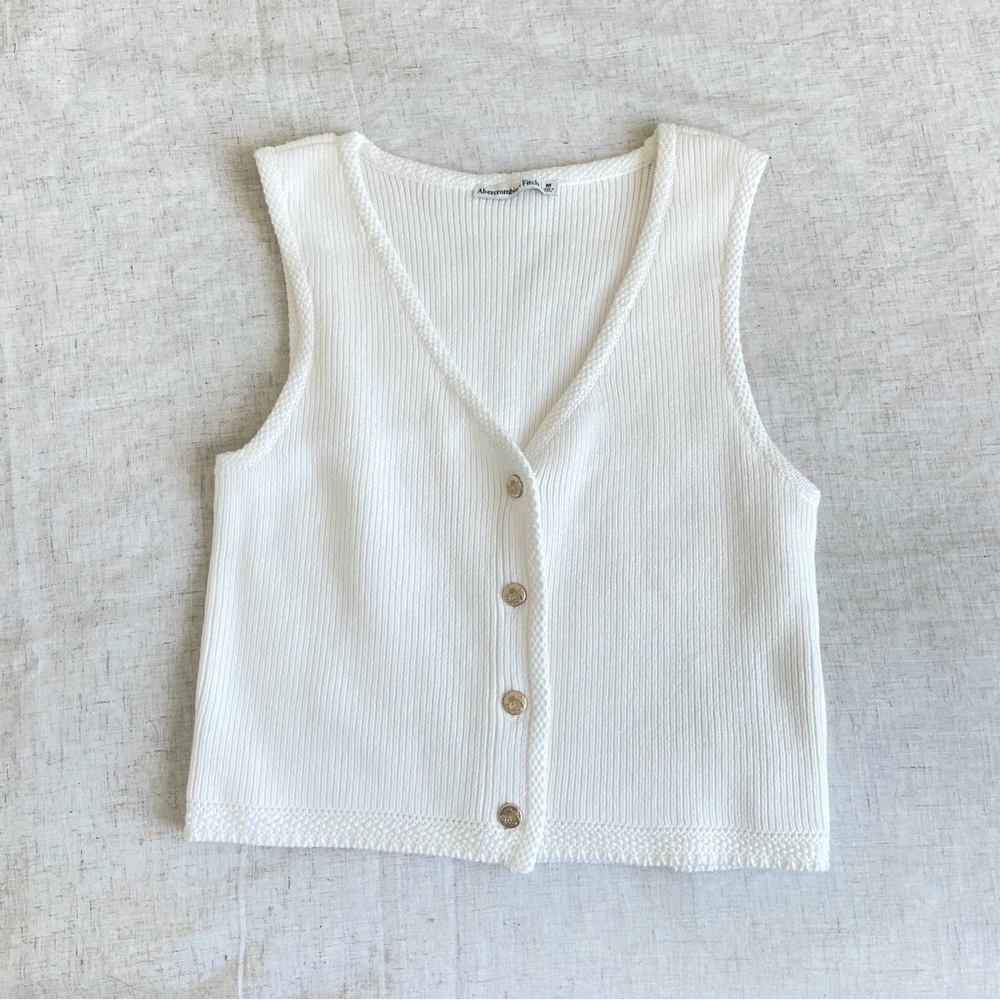 Abercrombie & fitch cream Button-Up Sleeveless Top